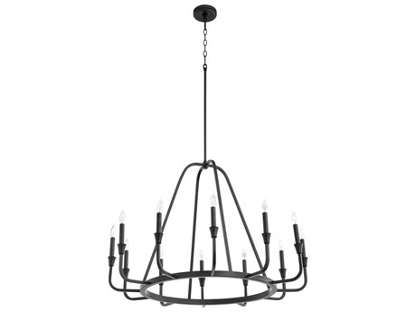 Quorum Marquee 12-Light Noir Black Candelabra Round Chandelier
