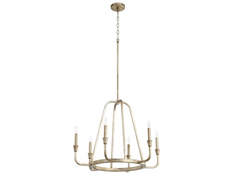 Quorum Marquee 6-Light Aged Silver Leaf Candelabra Round Chandelier