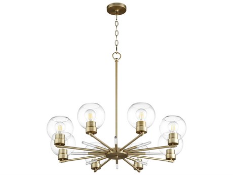 Quorum Volan 8-Light Aged Brass Glass Globe Chandelier