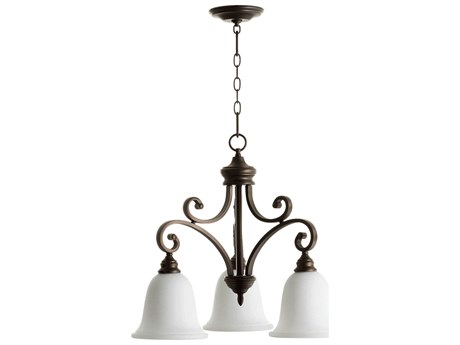 Quorum Bryant 3-Light Oiled Bronze With Satin Opal Glass Bell Chandelier