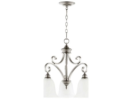 Quorum Bryant 3-Light Classic Nickel Glass Bell Chandelier