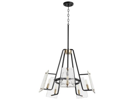 Quorum Tioga 5-Light Noir With Aged Brass Black Glass Candelabra Chandelier