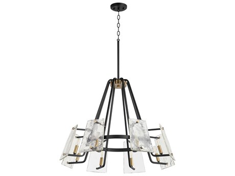 Quorum Tioga 8-Light Noir With Aged Brass Black Glass Candelabra Chandelier