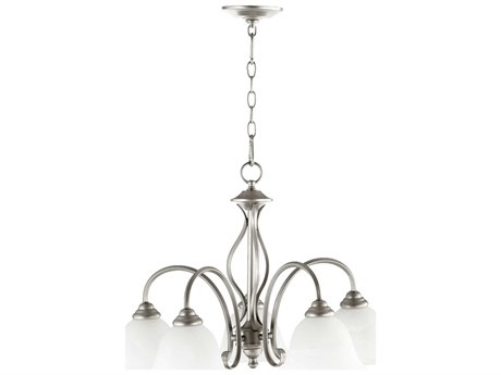 Quorum Spencer 5-Light Classic Nickel White Glass Bell Chandelier