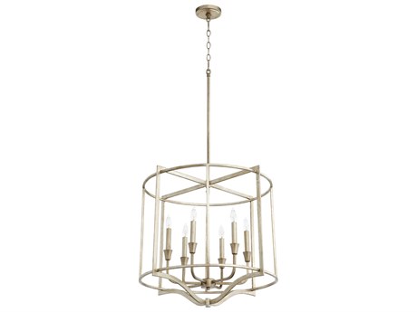 Quorum Marquee 6-Light Aged Silver Leaf Candelabra Drum Chandelier