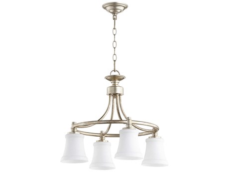 Quorum Rossington 4-Light Aged Silver Leaf Bell Chandelier