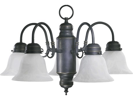 Quorum 5-Light Old World Black Glass Bell Chandelier