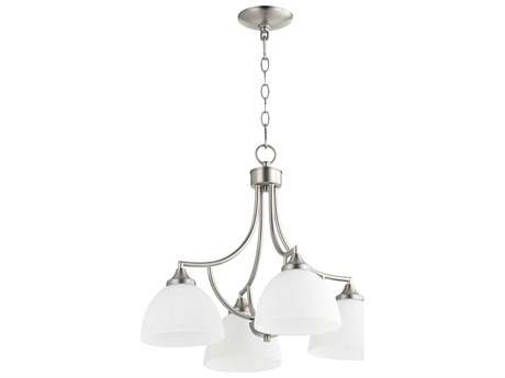 Quorum Enclave 4-Light Satin Nickel Glass Bell Chandelier