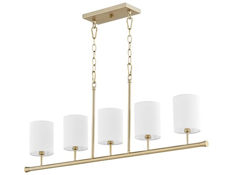 Quorum Harmony 5-Light Aged Brass Cylinder Linear Island Pendant
