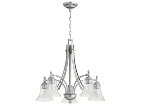 Quorum Aspen 5-Light Classic Nickel Glass Bell Chandelier