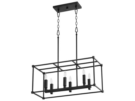 Quorum Olympus 6-Light Noir Black Linear Island Pendant