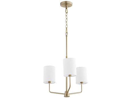 Quorum Harmony 3-Light Aged Brass White Cylinder Chandelier