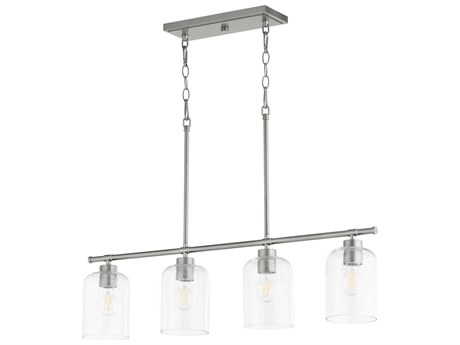 Quorum Tribute 4-Light Satin Nickel Glass Linear Island Pendant
