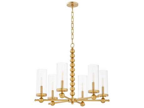 Quorum Lee Boulevard 6-Light Aged Brass Cylinder Chandelier