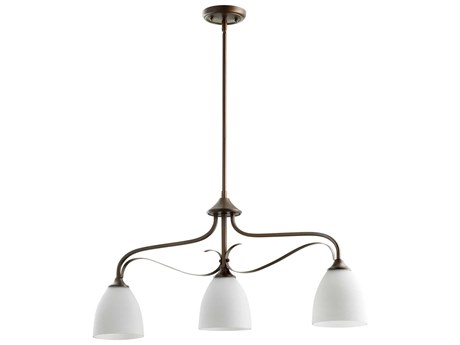 Quorum Jardin 3-Light Oiled Bronze Glass Bell Island Pendant