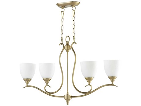 Quorum Flora 4-Light Aged Brass Traditional Island Pendant