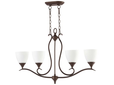 Quorum Flora 4-Light Oiled Bronze Traditional Island Pendant