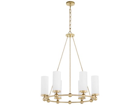 Quorum Lee Boulevard 6-Light Aged Brass Cylinder Chandelier