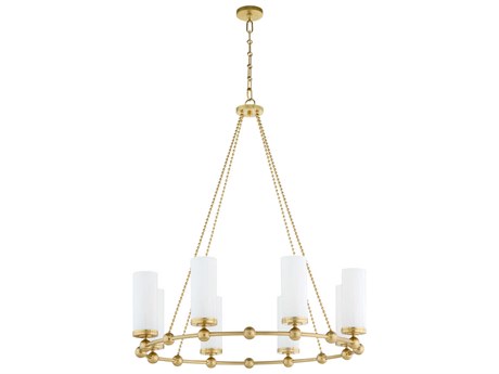 Quorum Lee Boulevard 8-Light Aged Brass Cylinder Chandelier