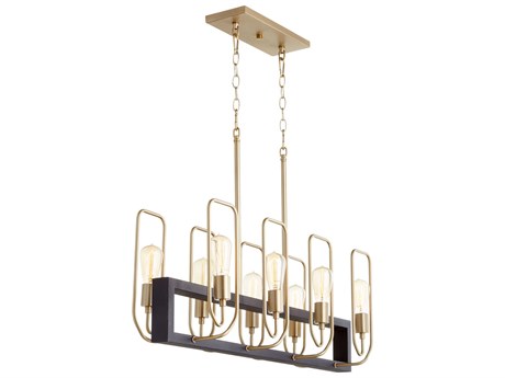 Quorum Howe 8-Light Textured Black Aged Brass Linear Island Pendant