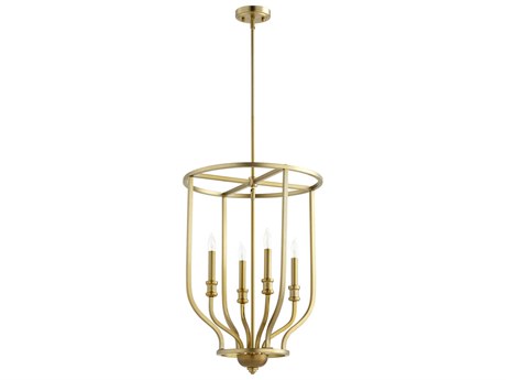 Quorum Richmond 4-Light Aged Brass Candelabra Cylinder Chandelier