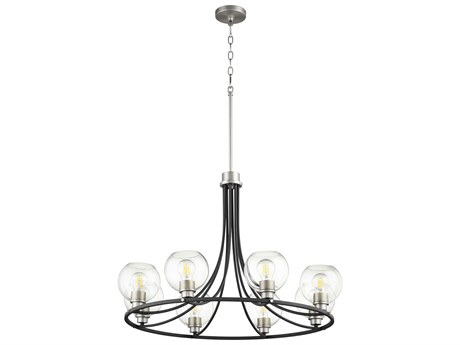 Quorum Clarion 8-Light Noir With Satin Nickel Glass Globe Chandelier
