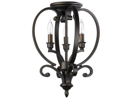 Quorum Bryant 3-Light Oiled Bronze Flush Mount