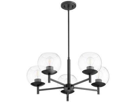 Quorum Lyon 5-Light Matte Black Glass Globe Chandelier