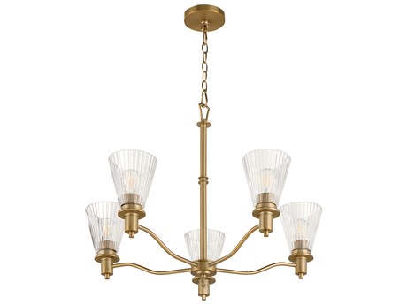 Quorum Lawton 5-Light Brushed Brass Candelabra Chandelier