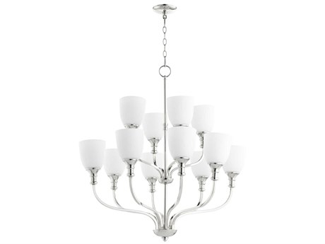 Quorum Richmond 12-Light Polished Nickel Bowl Tiered Chandelier