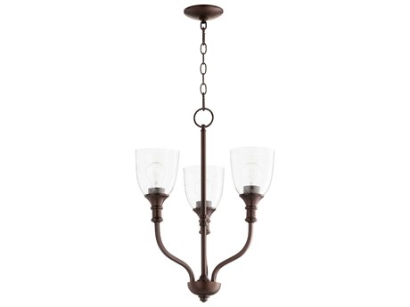 Quorum Richmond 3-Light Oiled Bronze With Clear Seeded Glass Bell Chandelier