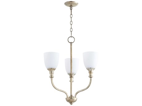 Quorum Richmond 3-Light Aged Silver Leaf Bell Chandelier