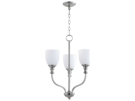 Quorum Richmond 3-Light Satin Nickel Glass Bell Chandelier
