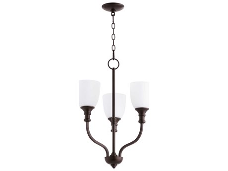 Quorum Richmond 3-Light Oiled Bronze Glass Bell Chandelier