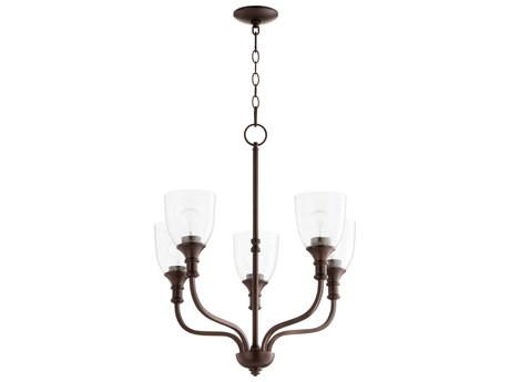 Quorum Richmond 5-Light Oiled Bronze With Clear Seeded Glass Bell Chandelier