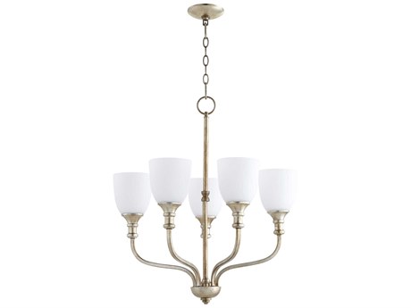Quorum Richmond 5-Light Aged Silver Leaf Bell Chandelier