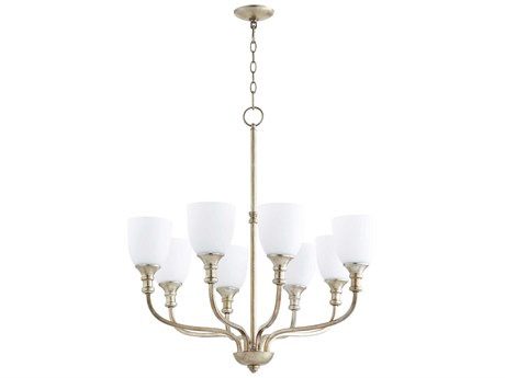 Quorum Richmond 8-Light Aged Silver Leaf Bowl Chandelier