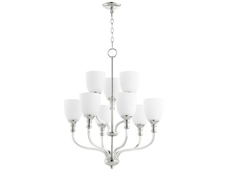 Quorum Richmond 9-Light Polished Nickel Bowl Tiered Chandelier