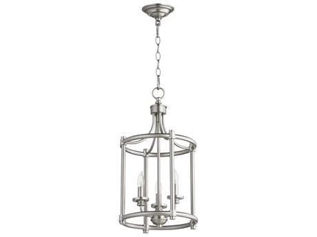 Quorum Rossington 3-Light Satin Nickel Candelabra Cylinder Chandelier