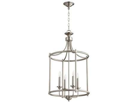 Quorum Rossington 4-Light Satin Nickel Candelabra Cylinder Chandelier