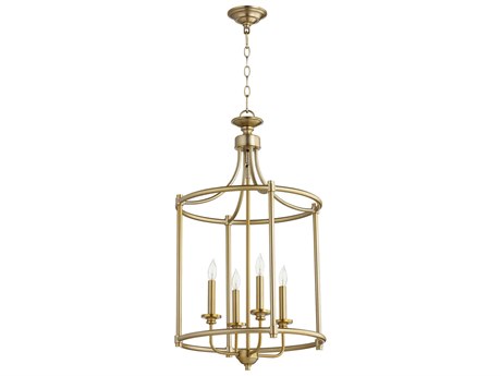 Quorum Rossington 4-Light Aged Brass Candelabra Cylinder Chandelier