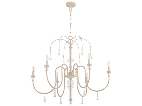 Quorum Clasica 6-Light Washed Oak Off White Candelabra Chandelier