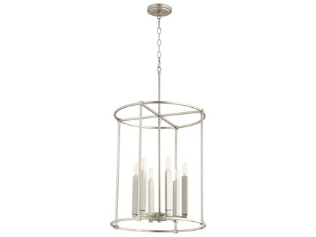 Quorum Olympus 6-Light Satin Nickel Candelabra Cylinder Chandelier