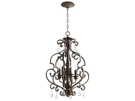 Quorum San Miguel 4-Light Vintage Copper Crystal Candelabra Chandelier