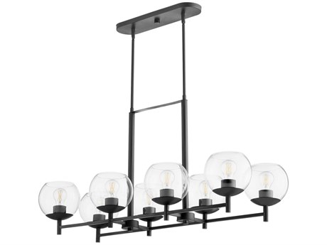 Quorum Lyon 8-Light Matte Black Glass Globe Linear Island Pendant