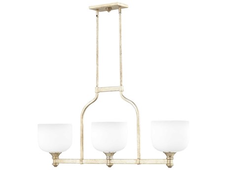 Quorum Richmond 3-Light Aged Silver Leaf Island Pendant