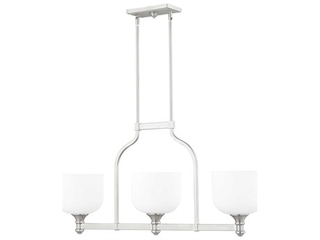 Quorum Richmond 3-Light Satin Nickel Glass Bell Linear Island Pendant