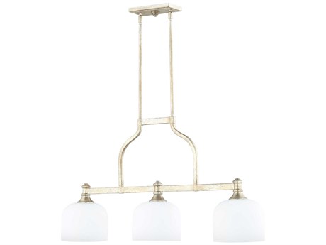 Quorum Richmond 3-Light Aged Silver Leaf Island Pendant