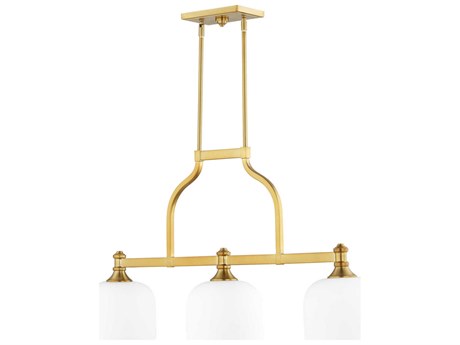 Quorum Richmond 3-Light Aged Brass Glass Bell Island Pendant