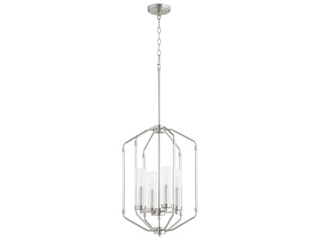 Quorum Citadel 4-Light Satin Nickel Glass Cylinder Pendant